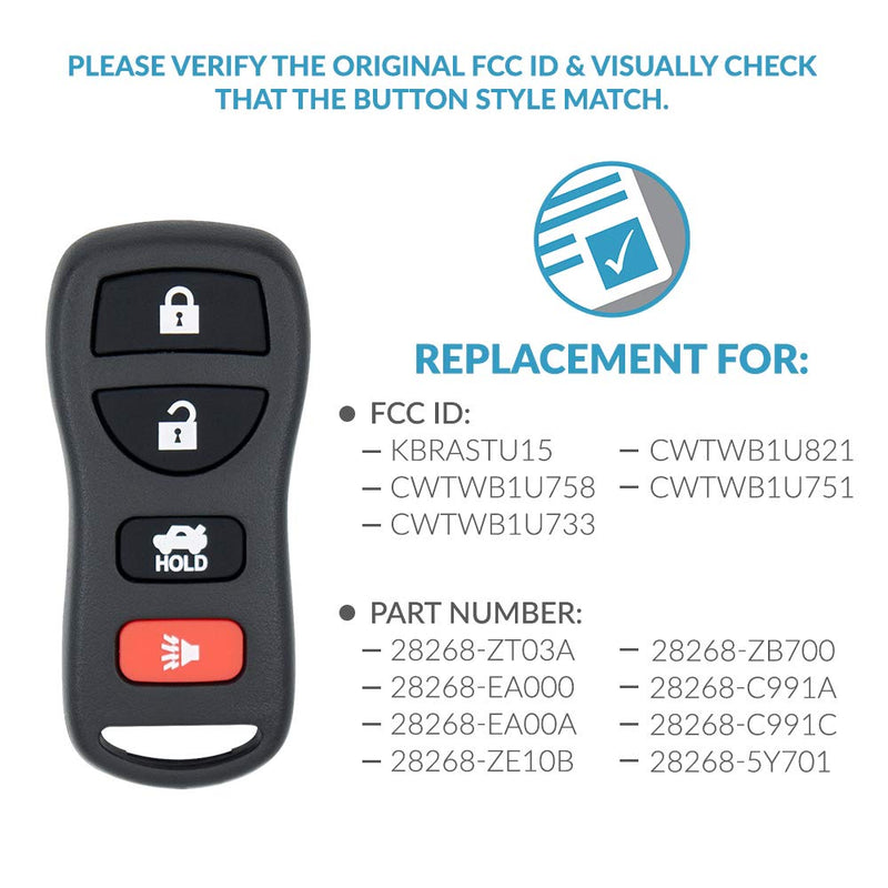 [Australia - AusPower] - Keyless2Go Replacement for Keyless Entry Car Key Fob Remote for KBRASTU15 CWTWB1U733-2 PACK 