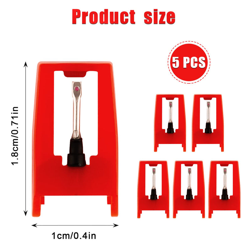 [Australia - AusPower] - 5pcs Record Player Needle, Turntable Replacement Needle Long-Lasting Record Player Needle Replacement for Vinyl Record Player (Red) 