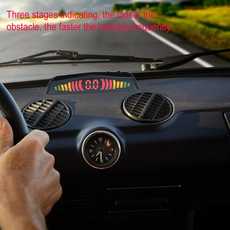[Australia - AusPower] - Tiemahun Black Car Parking Sensor Vehicle Truck Reverse Backup Radar System with LED Digital Display，4 Weather Proof Parking Sensors & Sound Warning（BiBiBi） (X66D) X66D 