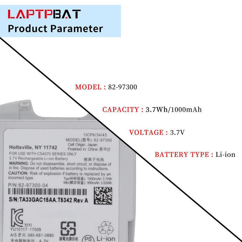 [Australia - AusPower] - New White Battery for Symbol Bar Code Scanner for Motorola CS4070 CS4070-SR BTRY-CS40EAB00-04 82-97300 82-97300-01 82-97300-02 82-97300-03 P/N: 82-97300-04 3.7V 1000mAh 