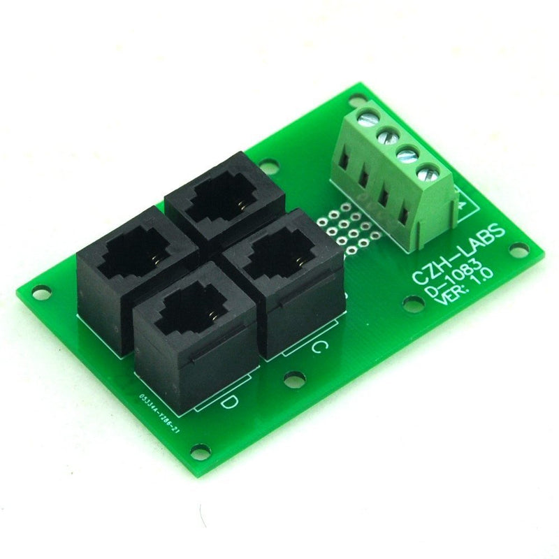 [Australia - AusPower] - Electronics-Salon RJ9 4P4C Jack 4-Way Buss Breakout Board, Terminal Block, Connector. 