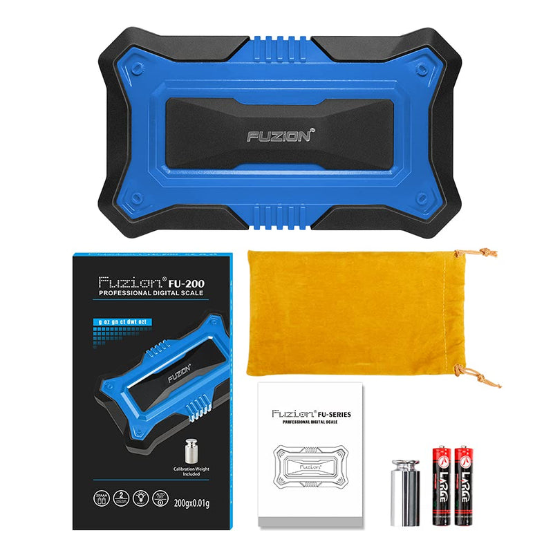 [Australia - AusPower] - Fuzion Digital Pocket Scale, 200g x 0.01g Jewelry Gram Scale, 6 Units Conversion, LCD Back-Lit Display, Use for Jewelry/Medicine/Food/Powder/Herb(Battery Included) Blue 