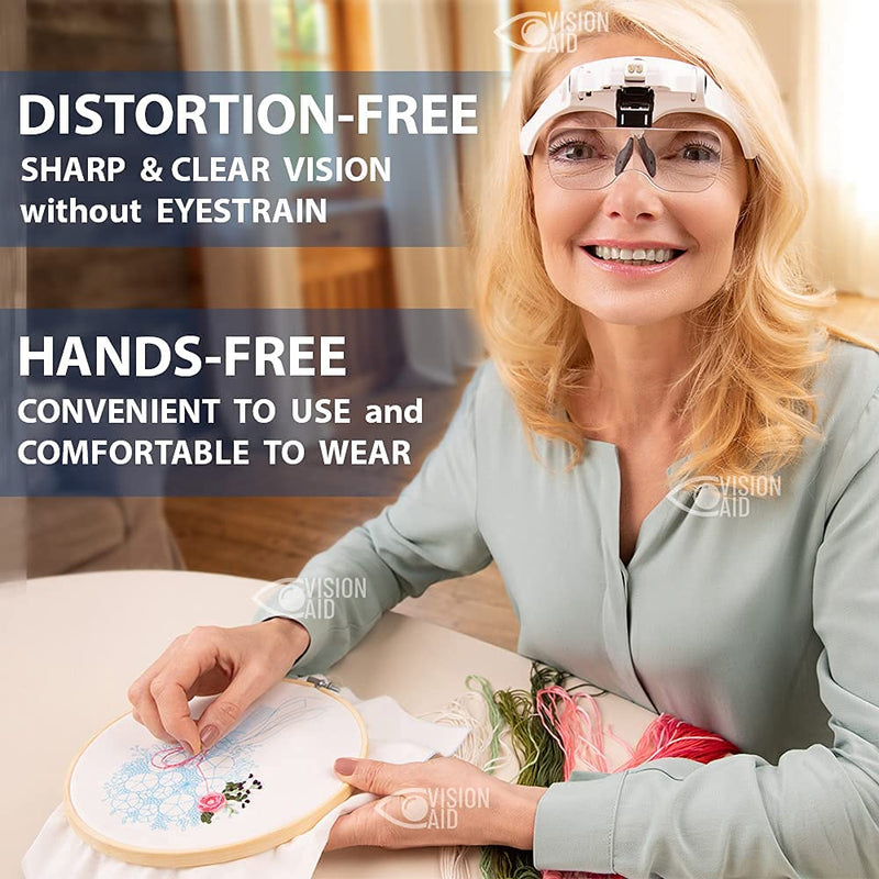 [Australia - AusPower] - Vision Aid Magnifying Glasses with LED Light, 5 Lenses, Headband, Storage Case | Hands Free Lighted Head Mount Magnifier for Hobby Crafts Macular Degeneration Cross Stitch Diamond Painting Close Work USB Rechargeable - Expert Set 
