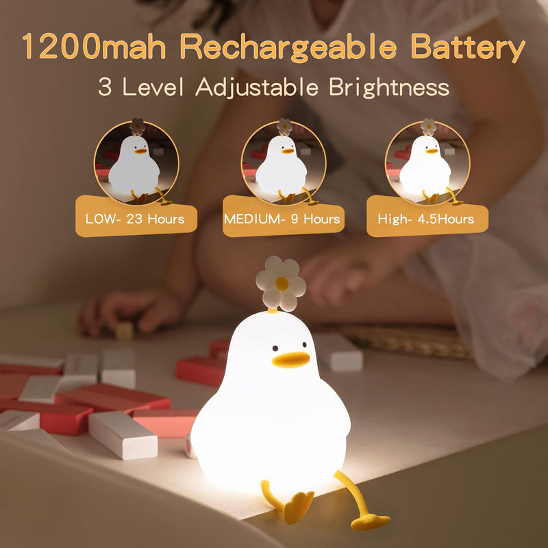 [Australia - AusPower] - KinYiLO Cute Duck Night Lights for Kids Toddler, Ambient Nursery Nightlight, Soothing Lamp for Baby Room/Bedroom/Bedside, Rechargeable Battery,30 Min Timer 