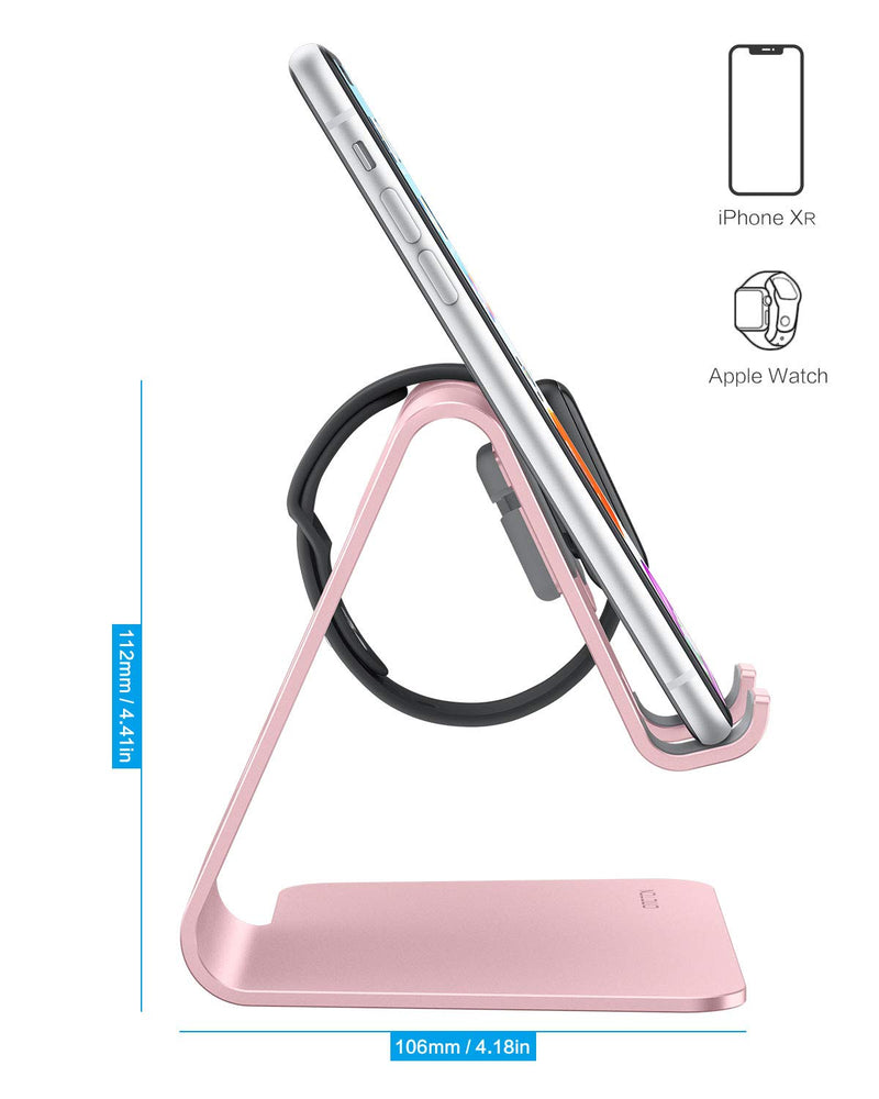 [Australia - AusPower] - Apple Watch Stand, OMOTON 2 in 1 Universal Desktop Stand Holder for iPhone and Apple Watch Series 7/6/5/4/3/2/1 and Apple Watch SE (Both 38mm/40mm/42mm/44mm) (Rose Gold) Rose Gold 