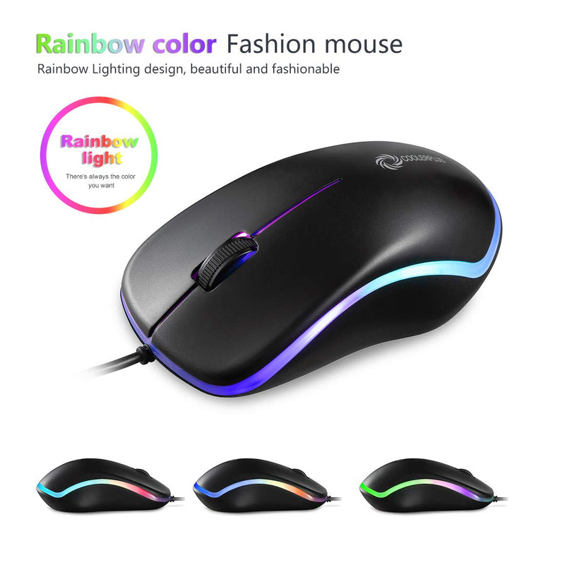 [Australia - AusPower] - Coolerplus FC112 USB Optical Wired Computer Mouse with Easy Click for Office and Home, 1000DPI, Premium and Portable,Compatible with Windows PC, Laptop, Desktop, Notebook (Black) Black 