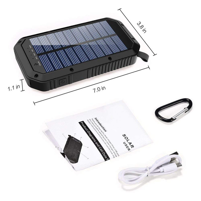 [Australia - AusPower] - Solar Power Bank,Solar Charger,25000mAh Outdoor Waterproof Power Bank, Solar Portable Charger with 36 LEDs and 3 USB Output Fast Charging Ports, External Backup Battery for Camping Outdoor 