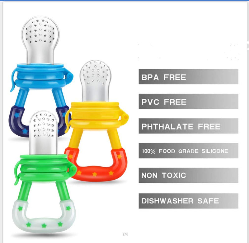 [Australia - AusPower] - PandaEar Baby Fresh Fruit Food Feeder Nibbler Pacifier (3 Pack) |Training Massaging Toy Teether| Food Grade Soft Safe BPA-Free Silicone Pouches| Babies Toddlers Infants Kids 