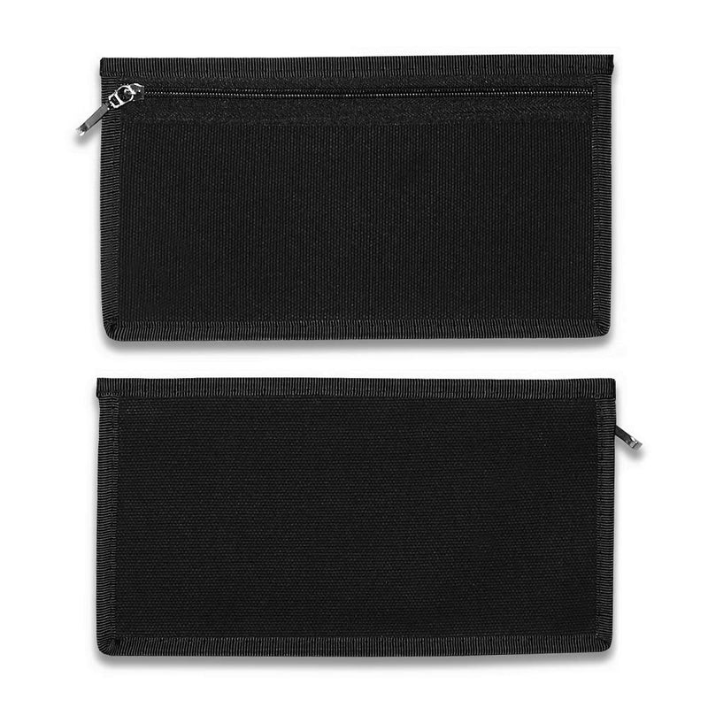 [Australia - AusPower] - Ezek 6 Pack 16 oz Canvas Money Pouches 7.5x4.2 inch Utility Zipper Cash Holders Organizers Change Coin Purse Wallet, Shopping, Office, Travel, School, Black. Large 