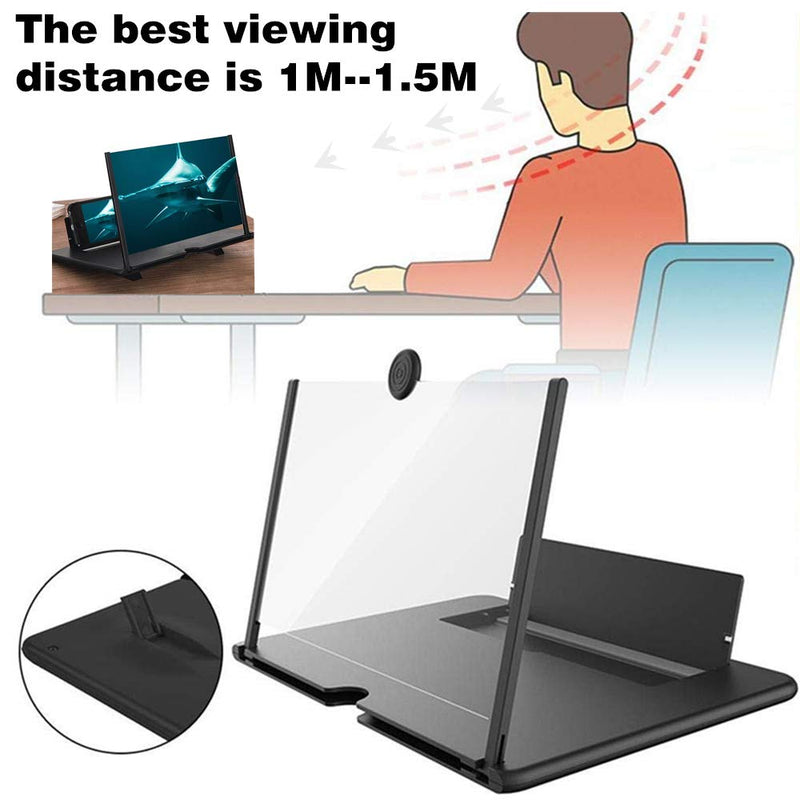 [Australia - AusPower] - Screen Magnifier Amplifier , New Generation Phone Holder Screen Amplifier, 3D HD Video and Gaming Phone Projector-with Foldable Phone Stand , Supports All Smartphones black 