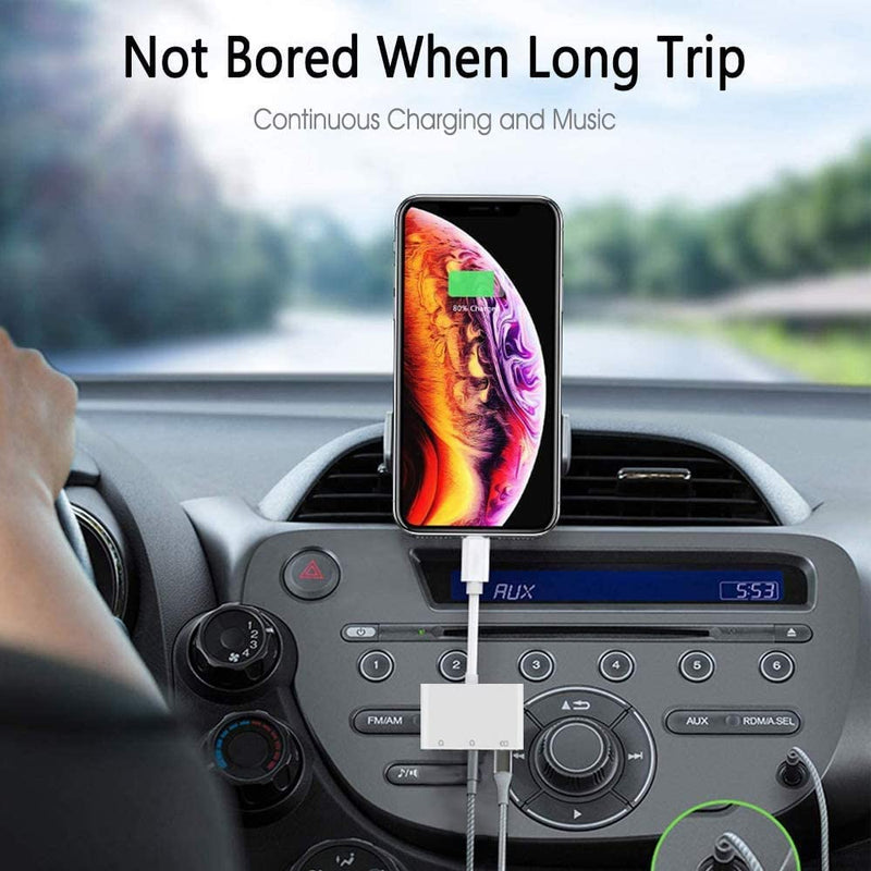 [Australia - AusPower] - 8ware Lightning to Headphone Adapter 3.5mm Jack Headphone Adapter 3 in 1 Earphone and Charging Splitter for iPhone 13/12/11/SE/XS/XR/X/8/7 and iPad 