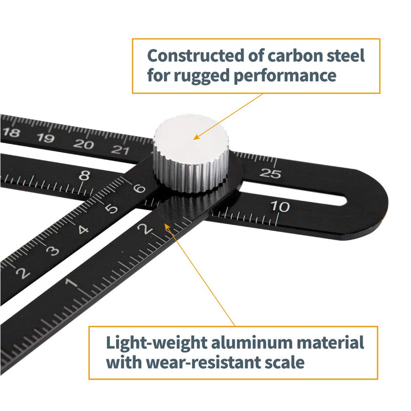 [Australia - AusPower] - POWERTEC 80003 Universal Angle Template Tool - Easy to Use Metal Multi Angle Ruler - Ultra Precise - Easy One Hand Utility 