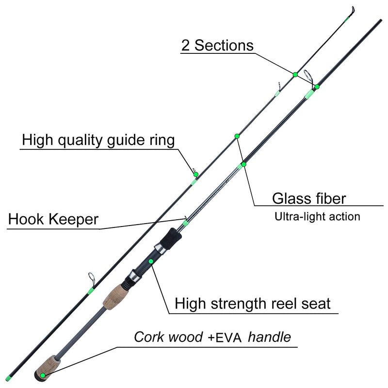[Australia - AusPower] - Sougayilang Flexible Fishing Rods, Spinning Rods & Casting Rods, Lightweight Trout Rods 2 Pieces Cork Handle Crappie Fishing CAST 1.8m/5.9ft 