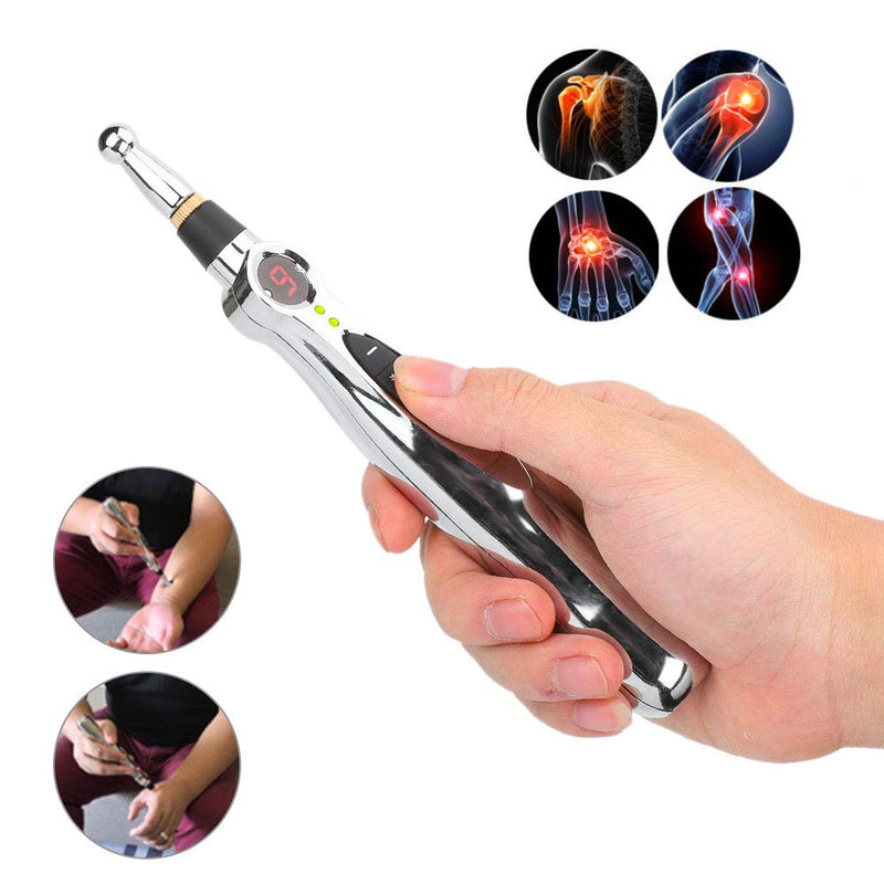 [Australia - AusPower] - 3 IN 1 Electric Meridians Acupuncture Massage Pen, Body Relaxing Guasha Massager Pain Relief Massage Tool with 2 Massage Cream 