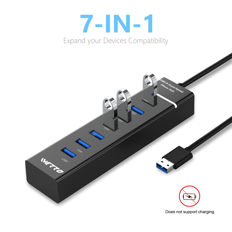 [Australia - AusPower] - 7-Port USB 3.0 Hub, IVETTO Data USB Hub with 38inch Long Cable for Laptop, PC, MacBook, Mac Pro, Mac Mini, iMac, Surface Pro and More 