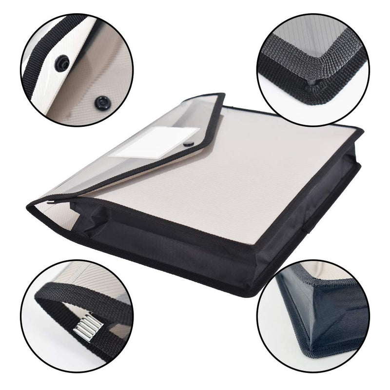 [Australia - AusPower] - Umriox Plastic File Folders, 5 Pack A4 Poly Envelope Expanding File Wallet Document Folder with Snap Button Closure & Label Pocket (Black) Black 