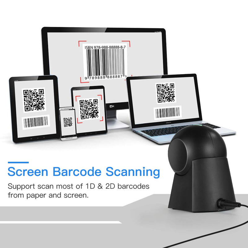 [Australia - AusPower] - Eyoyo Hands-Free 1D 2D Desktop Barcode Scanner, QR Barcode Reader Support Screen Scanning Platform Scanner for Warehouse, Supermarket, Retail Store, Bookstore Pos System 
