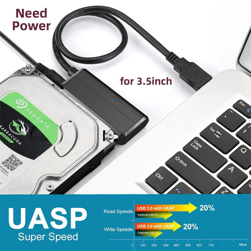 [Australia - AusPower] - NFHK USB 3.0 to Angled SATA 22 Pin Adapter Cable for 2.5" 3.5inch Hard Disk Drive SSD for Desktop Laptop 