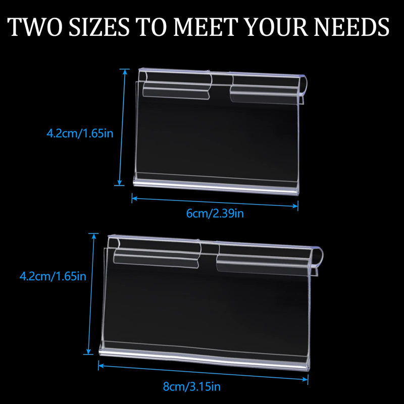 [Australia - AusPower] - 80pcs Wire Shelf Sign Holder Metal Hook Label Tags Plastic Label Holder Retail Sign PVC Clear Shelf Label Holder on Hook (Includes 100 Pieces Label Inserts) (1.65H2.35L inch / 46 cm) 1.65H*2.35L inch / 4*6 cm 