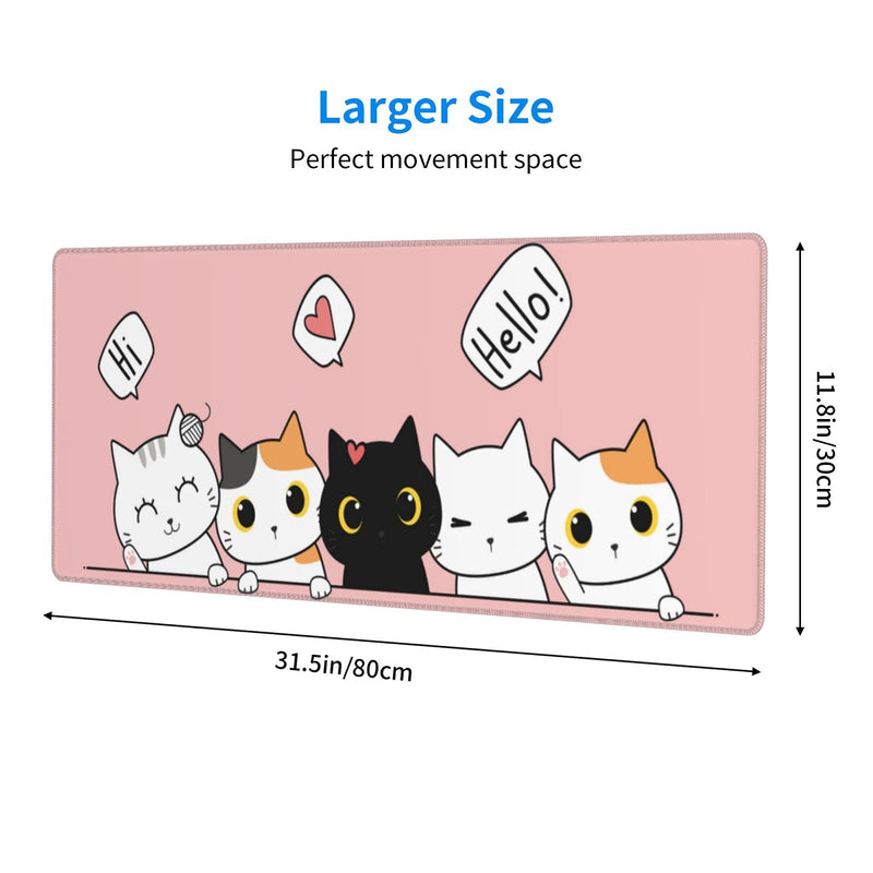 [Australia - AusPower] - Pink Cute Kittens Cat Gaming Mouse Pad Large XL Girls Kawaii Desk Mat Long Extended Pads Big Mousepad for Home Office Decor Accessories 1 