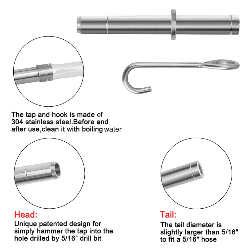 [Australia - AusPower] - Maple Syrup Tapping Kit, Stainless Steel Maple Tree Taps Spiles for Making Maple Syrup, Tree Tapping Kit Maple Syrup Supplies(6 pcs) 