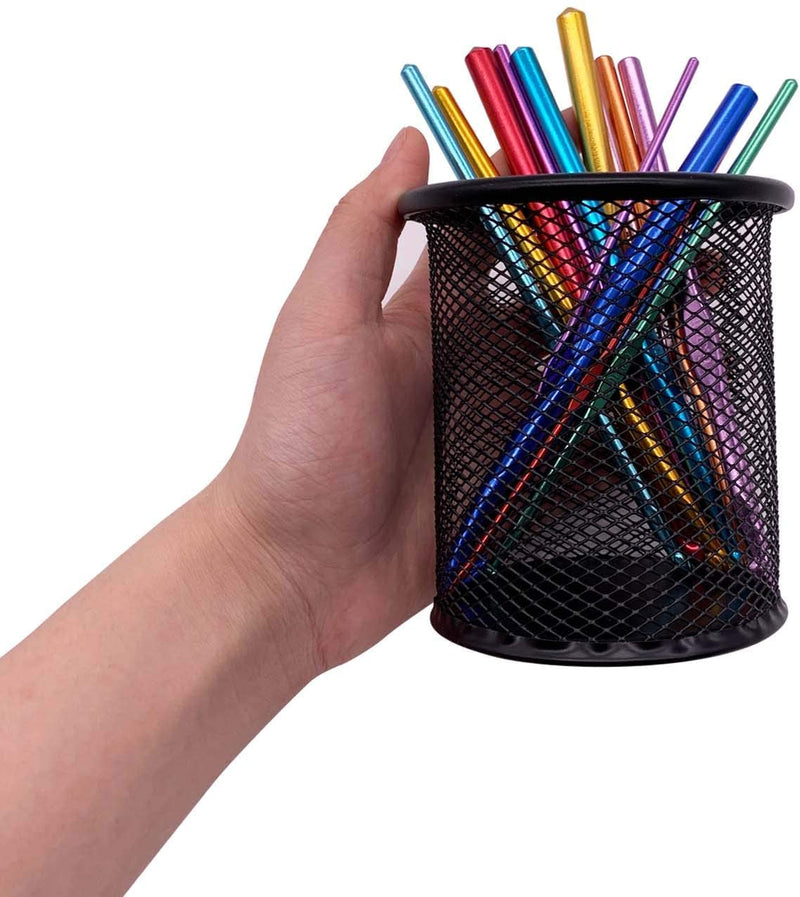 [Australia - AusPower] - 4Pack Pen Pencil Holder Cup for Desk, Wire Mesh Pen Holder School Supplies Office Supplies Desk Organizer Accessories 