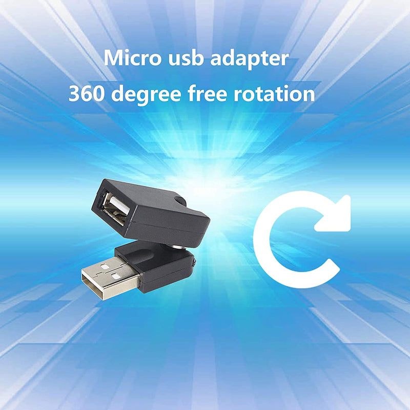 [Australia - AusPower] - GELRHONR Swivel USB Adapter, Rotatable USB 2.0 Type A Male to Type A Female Extension Connector 360 Degree Rotation Adjustable Right Angle Extension Adapter Converter(Black- 2 Pack) 