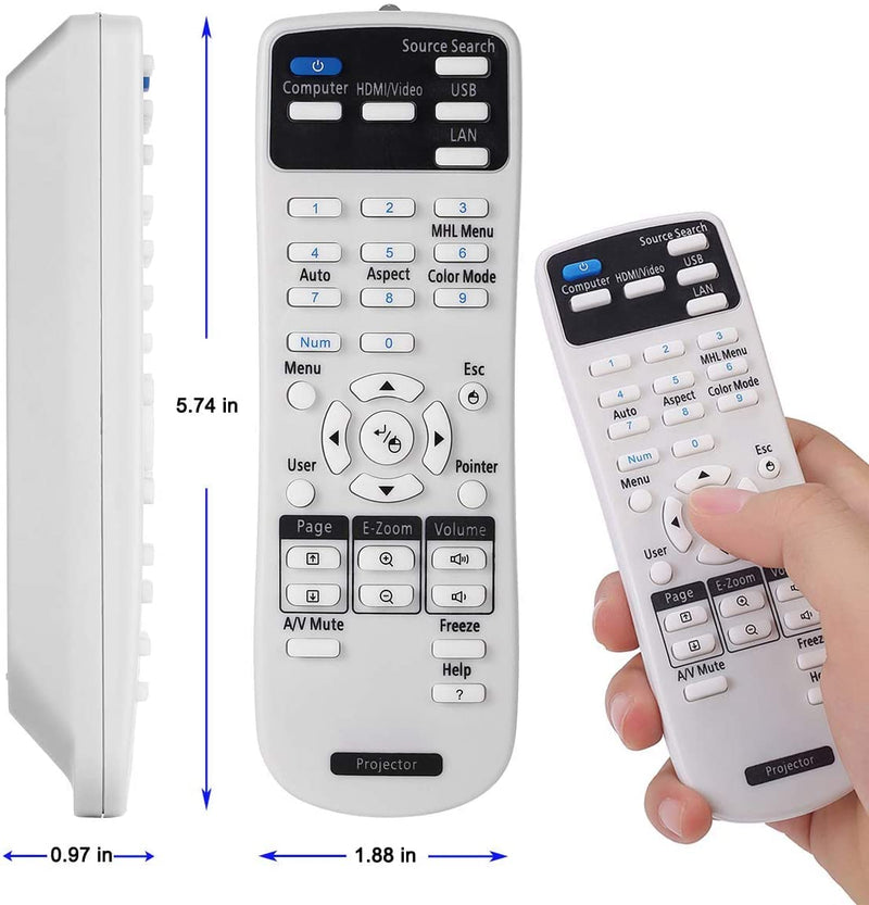 [Australia - AusPower] - Universal Projector Remote Control 2181788 1613717 1648806 1547200 for Epson PowerLite, Home Cinema, BrightLink, Home Pro Projector Series, One Replacement Remote Control for All 