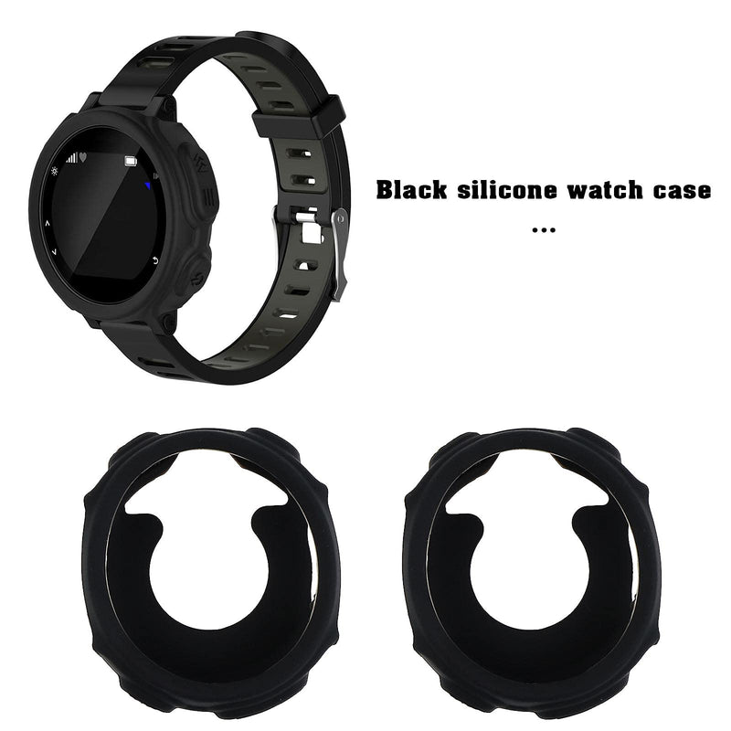 [Australia - AusPower] - 3x Silicone Watch Protective Cover Case Black Shockproof Smartwatch Cases Compatible with Garmin Forerunner 235 735xt 