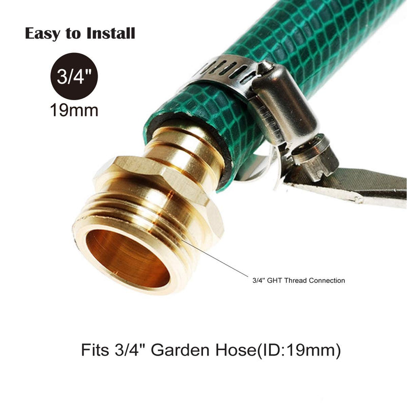 [Australia - AusPower] - PLG Brass 3/4" Hose Repair Connector with Clamps, Male and Female Garden Hose End Repair Fittings 2 Set For 3/4"(inches) Hose 