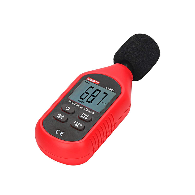 [Australia - AusPower] - UNI-T UT353 Decibel Meter, Digital Sound Level Meter 30-130dB Audio Noise Volume Measure Device Max/Min Fast/Slow Data Hold LCD Backlit Auto Power off 