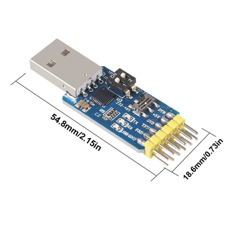 [Australia - AusPower] - 5Pcs USB-UART 6-in-1 Multifunctional Converter USB-TTL/RS485/232,TTL-RS232/485,232 to 485 Serial Adapter 3.3V / 5V Universal Adapter Module with CP2102 