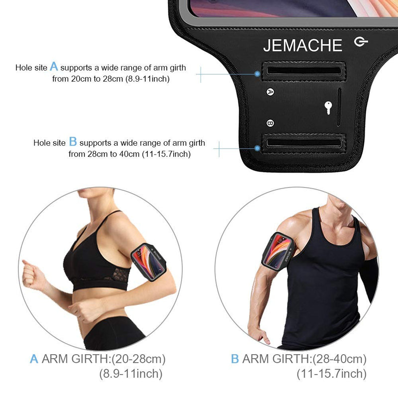 [Australia - AusPower] - iPhone 13 Mini, 12 Mini Armband, JEMACHE Water Resistant Gym Workouts Running Phone Arm Band for iPhone 13Mini, 12Mini (Black) 5.4" Black 