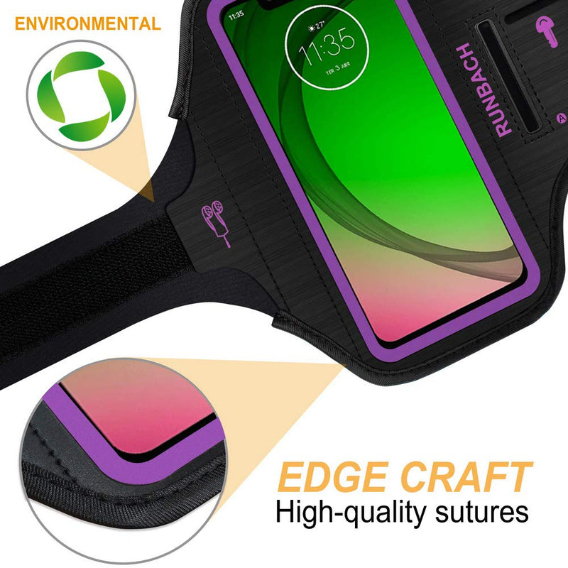 [Australia - AusPower] - RUNBACH Sweatproof Running Armband for Motorola One Fusion/Edge Series/E7 Power/E7 Plus/G Stylus/G Power/G Play/G9 Play/G9 Plus/G9 Stylus/G30/G10(Purple) Purple 