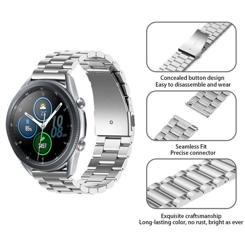 [Australia - AusPower] - Seltureone Band Compatible for Samsung Galaxy Watch 3 45mm/ Galaxy Watch 46mm, Stainless Steel Band Replacement Compatible for Fossil Gen 5 (Julianna/Carlyle) Smart Watch, Silver 
