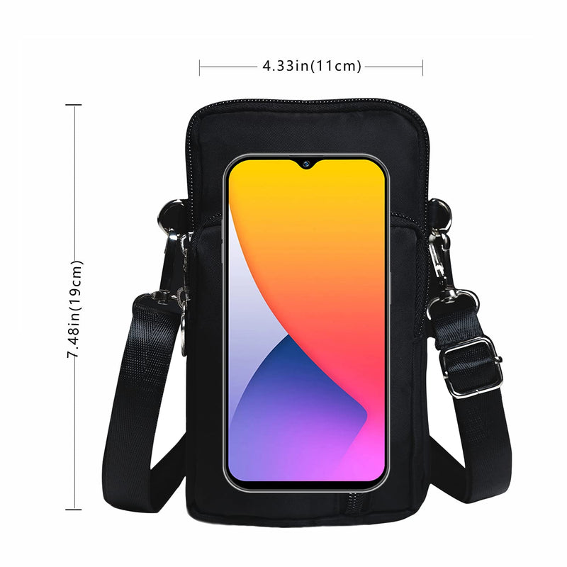 [Australia - AusPower] - NAVOVI Nylon Phone Purse Crossbody for Women Running Mini Cross-Body Cell phone Wallet Purse Phone Armband Wallet Gym Fitness Travel Cell Phone Bag for 6.5 inch Smartphones Black 