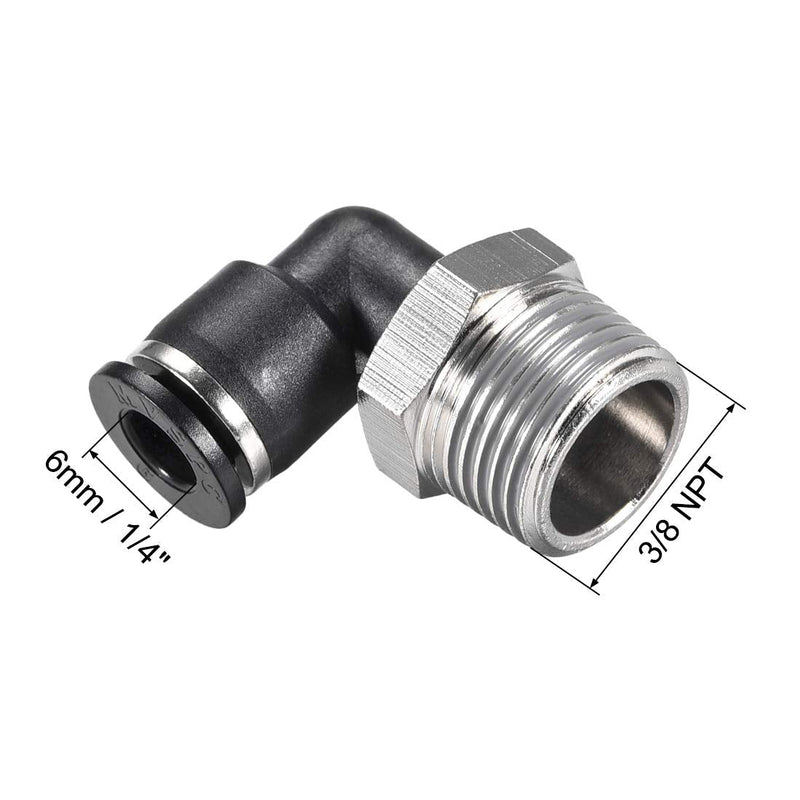 [Australia - AusPower] - uxcell Push to Connect Tube Fitting Male Elbow 6mm Tube OD X 3/8NPT Thread Pneumatic Air Push Fit Lock Fitting 4pcs 
