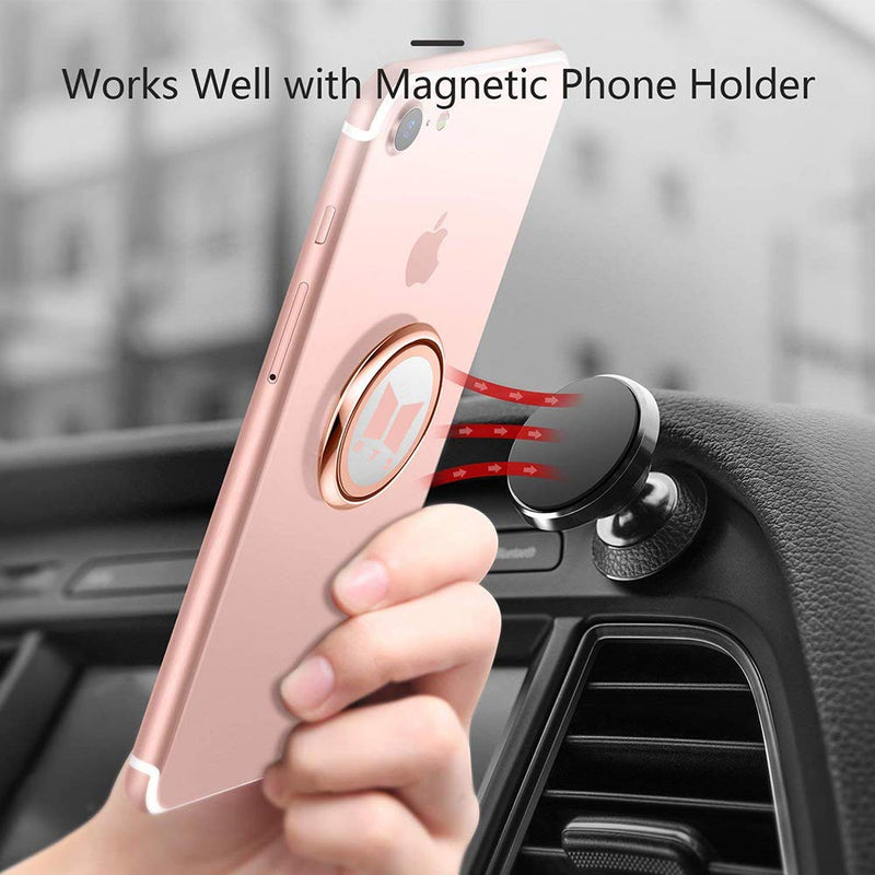 [Australia - AusPower] - 2 Pack Phone Ring Holder Finger Kickstand Universal 360° Rotation Metal Ring Grip for Magnetic Car Mount Compatible with All Smartphone(Grey&Rose) 