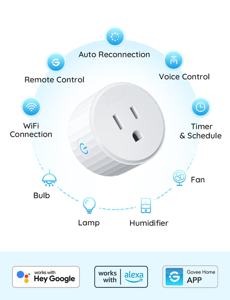 [Australia - AusPower] - Govee Smart Plug, WiFi Outlet Compatible with Alexa and Google Assistant, Mini Smart Home Plugs with Timer Fuction & Group Controller, No Hub Required, ETL & FCC Certified, 2.4G WiFi Only (1 Pack) 1 