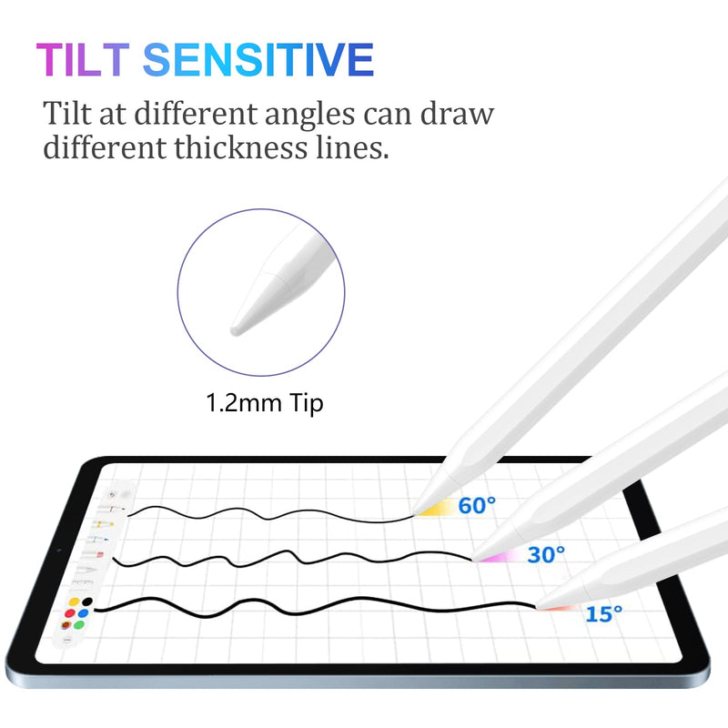 [Australia - AusPower] - Stylus Pen for iPad, Stylus Pencil for (2018-2022) iPad Pro 11/12.9, iPad 9th/8th/7th/6th Gen, iPad Air 5th/4th/3rd Gen, iPad Mini 6th/5th Gen for iPad Accessories Magnetic Stylus Pen with 4 Pen Heads 