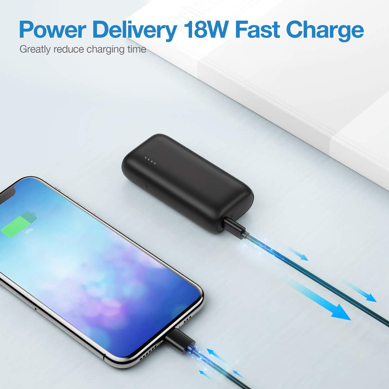 [Australia - AusPower] - Mini 5000mAh Portable Charger, one of The Smallest and lightest PD 18W USB C Power Banks, Ultra-Compact high-Speed Charging Battery Pack, Suitable for iPhone 12, Galaxy S10, Pixel 4 and More 