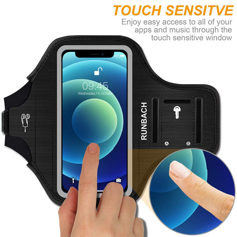 [Australia - AusPower] - RUNBACH Sport Armband for iPhone 13,12,11, XR ,Sweatproof Running Exercise Bag with Fingerprint Touch and Card Slot for iPhone 13,13 Pro,12,12 Pro,11,XR 