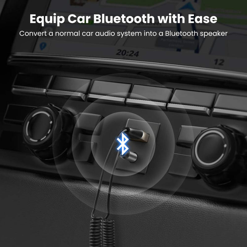 [Australia - AusPower] - UGREEN Aux to Bluetooth 5.0 Adapter 3.5mm Bluetooth Receiver for Car USB 2.0 to 3.5mm Jack Kit with Built-in Microphone Aux Input for Hands-Free Calls Compatible with Car Speaker and Home Audio 