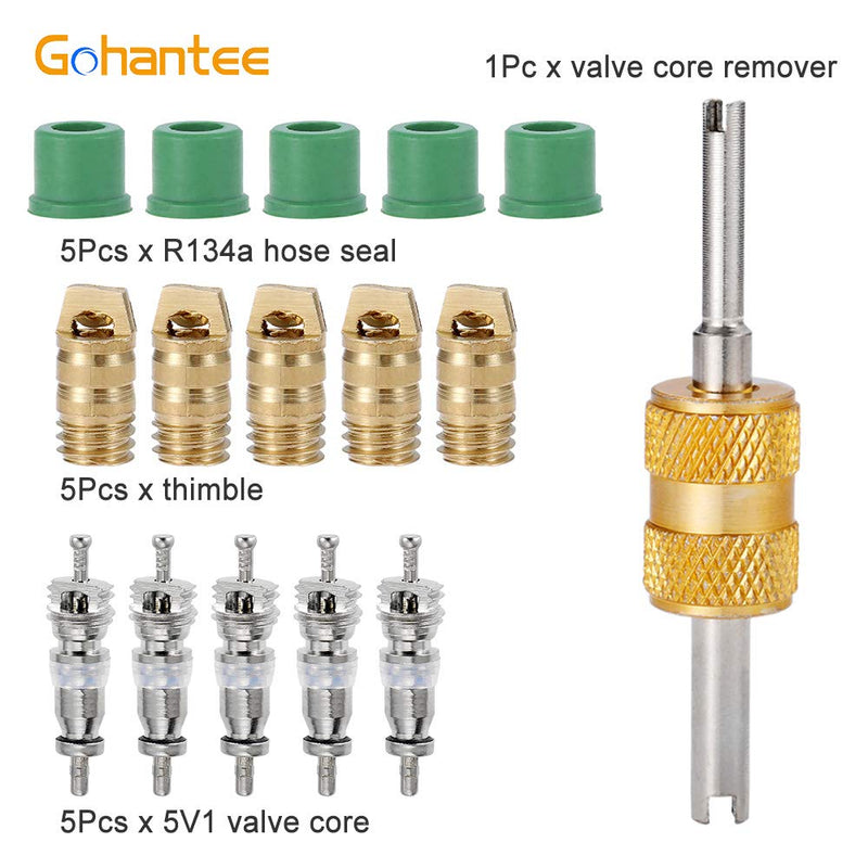 [Australia - AusPower] - R410a Adapter for Mini Split System, Charging Vacuum Port Adapter, 5/16 Female 1/4 Male Flare, Valve Core Remover, r134a Hose Gaskets, 5V1 Valve Cores, for HVAC and Refrigeration Service 