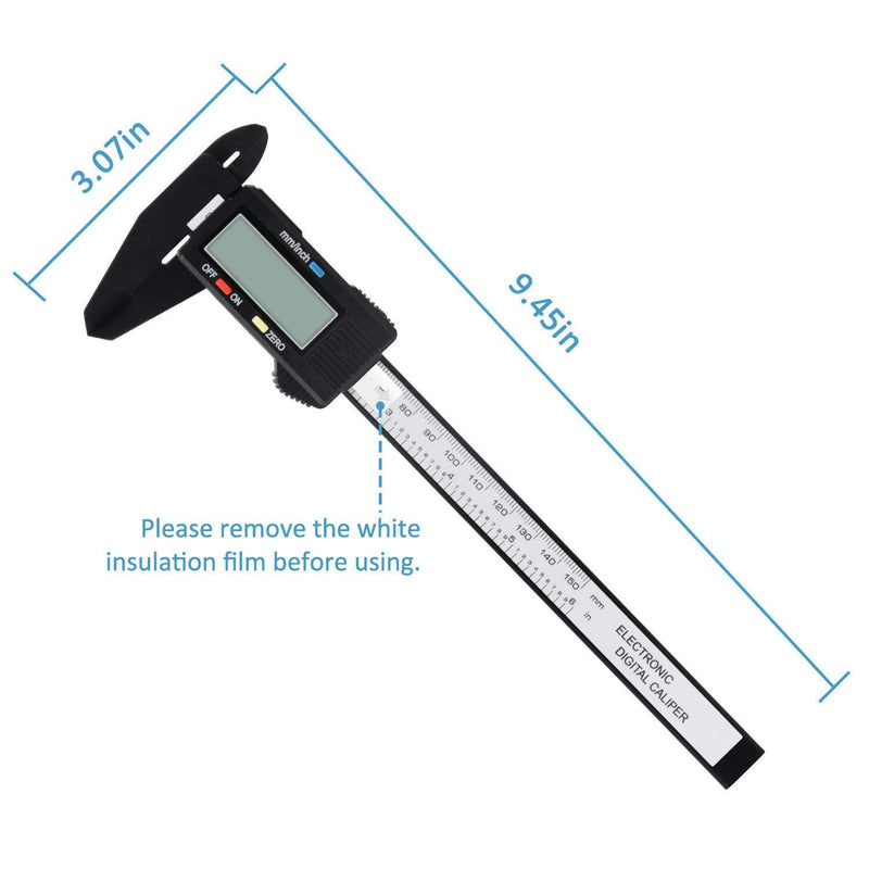 [Australia - AusPower] - Digital Caliper, Adoric 0-6" Calipers Measuring Tool - Electronic Micrometer Caliper with Large LCD Screen, Auto-Off Feature, Inch and Millimeter Conversion 6" Black 