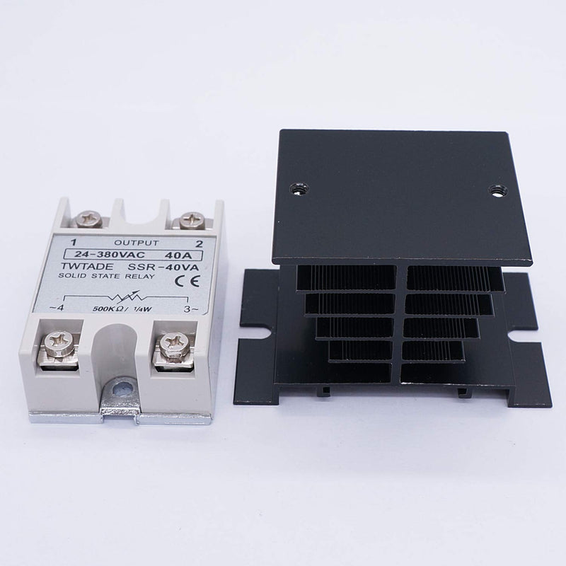 [Australia - AusPower] - TWTADE SSR-40VA 500K ohm 1/4W to 24-380VAC 40A Single Phase Solid State Relay Resistance Voltage Regulator Authorized+Heat Sink+Potentiometer+A knob 40VA 