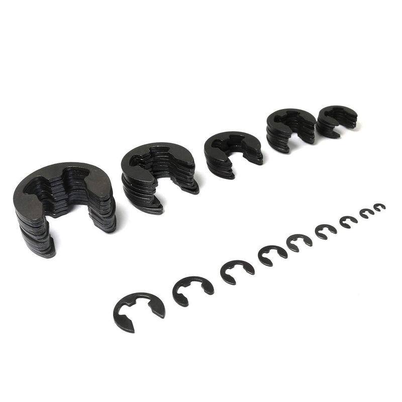 [Australia - AusPower] - RLECS 215pcs Carbon Steel E-Clip Circlip External Retaining Ring Assortment Kit - 1.5mm to 15mm, Black 