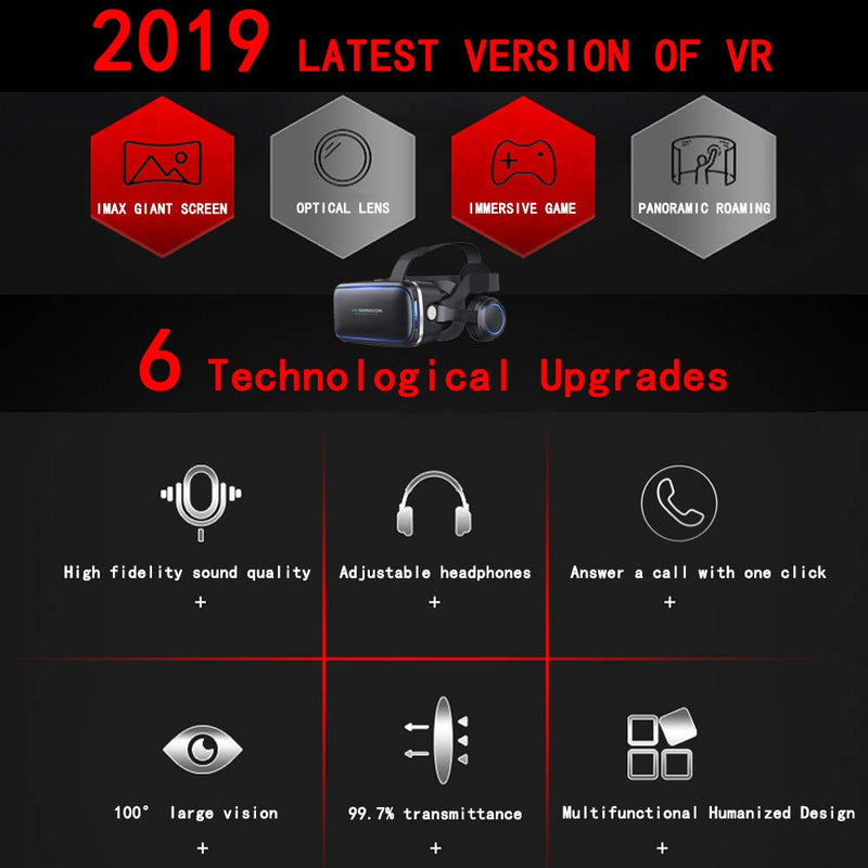 [Australia - AusPower] - VR Headset for iPhone & Android Phone,3D VR Glasses for TV,Movies & Video Games,VR Headset with Remote Controller,Virtual Reality Headset for iPhone/Android Phone Compatible 4.7-6 inch vr headset with remote 