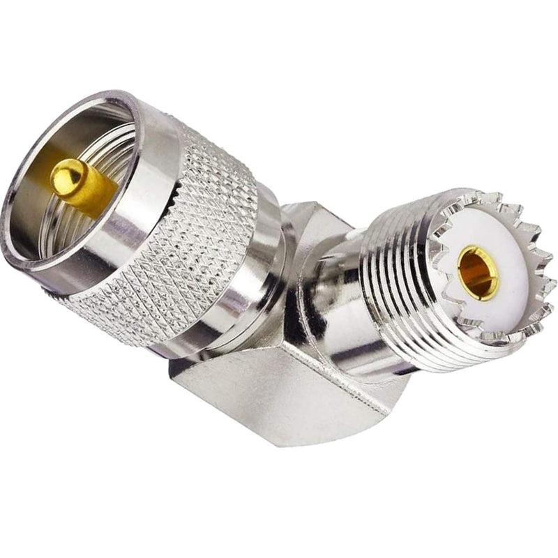 [Australia - AusPower] - （Pack of 2） UHF Male PL-259 to UHF Female SO-239 L Shape Right Angle 90 Degree Coaxial Adapter Connector 
