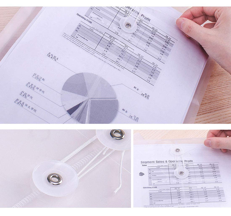 [Australia - AusPower] - YESSART Letter Size Clear Poly Envelopes with String Closure Top Opening Folder Pack of 10 Bottom with Expanding Gusset White-10 Pcs 